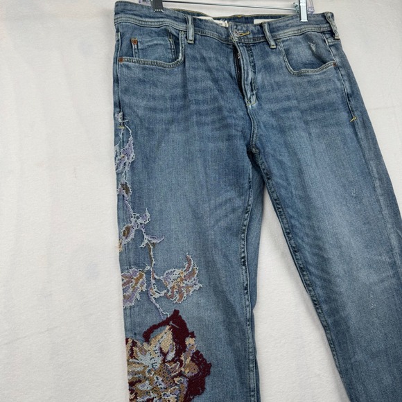 Pilcro and the Letterpress Anthropologie Slim Boyfriend Jeans Floral 31 - Picture 1 of 10